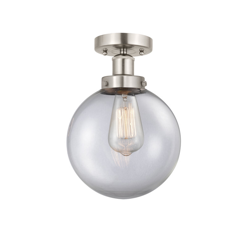 Alphonsa Glass Semi Flush Mount, Clear, Brushed Satin Nickel