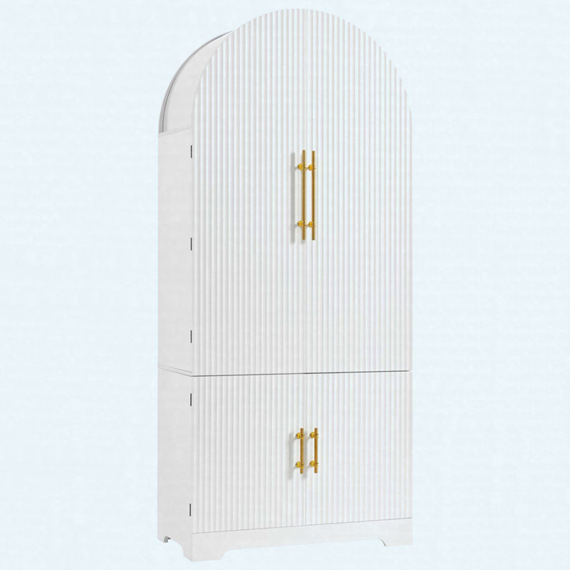 Armoire garde-manger arquée 72 po, armoire de rangement cannelée avec tiroir caché, 8 tablettes de porte et 3 tablettes intérieures réglables