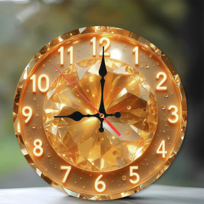 Diamond Inlaid Gold Clock