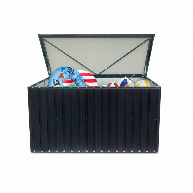 Outdoor Metal Storage Box with Lockable Lid - Medium Size Weatherproof Storage for Patio, Garden & Backyard Organization
