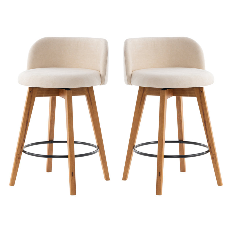 26" Counter Height Bar Stools With Chenille Fabric, 2