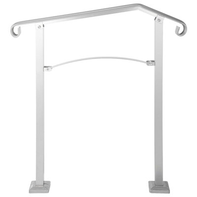 Rail d'escalier transitionnel 35 cm 2-3 marches fer 1 pièce argenté avec trousse d'installation