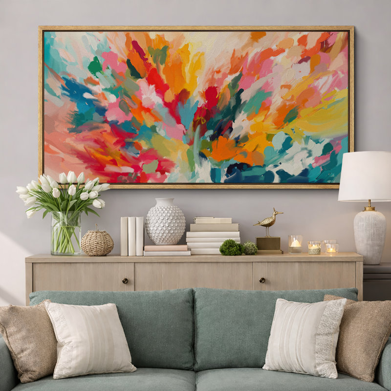 Impression d'art sur toile encadrée colorée, H 30 po x l 60 po, Naturel