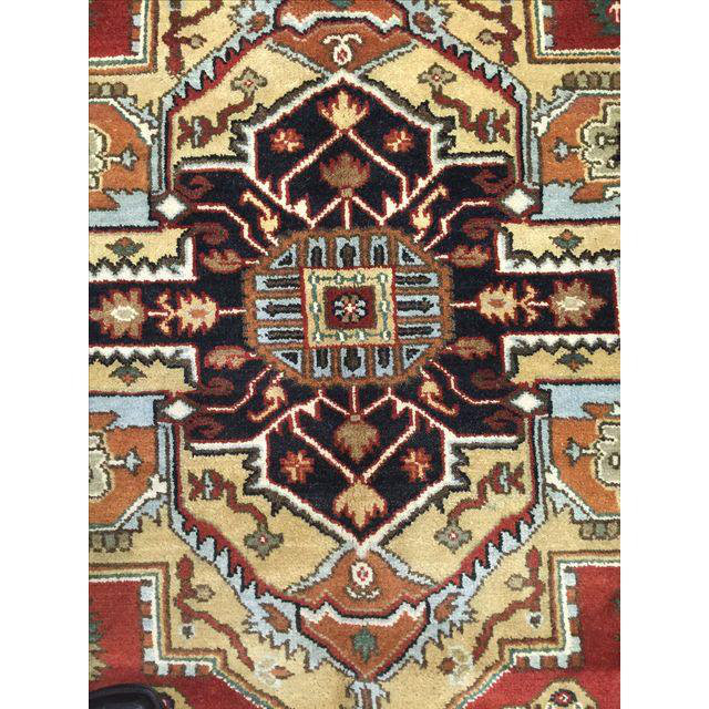 Hand Knotted Wool Area Rug in Rust