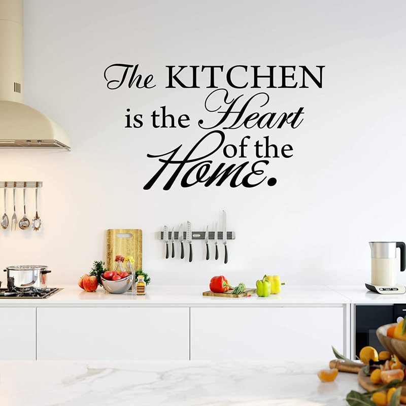 Adhésif décoratif en vinyle the kitchen is the Heart of the Home, Noir, H 12 po x l 20 po