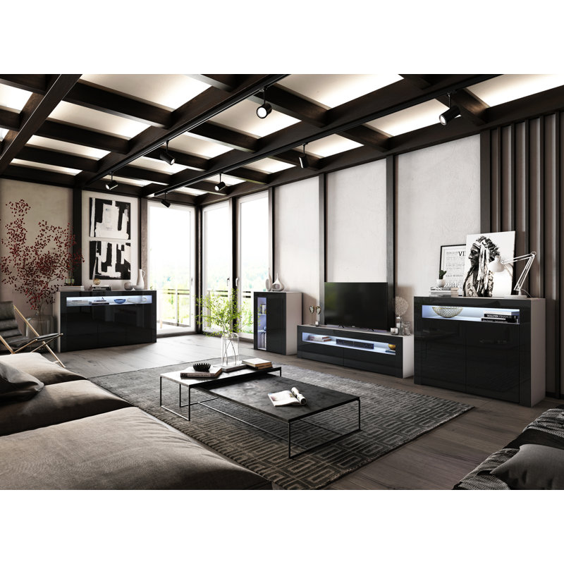 Camargue 85cm Sideboard, White/Black, Included