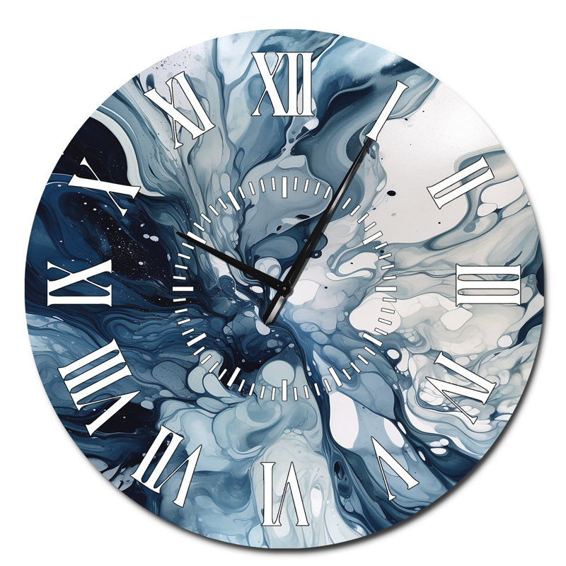 Horloge murale abstraite bleue et grise, Surdimensionné