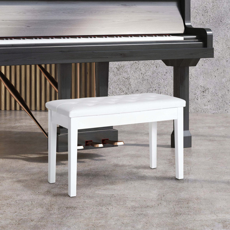 Banc de piano, fauteuil de piano Duet, Blanc, Blanc