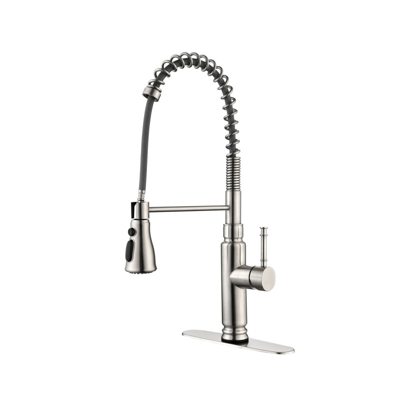 Robinet de cuisine tactile avec douchette extractible, Nickel brossé