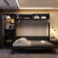 Lit escamotable double pleine grandeur avec canapé et tablettes USB