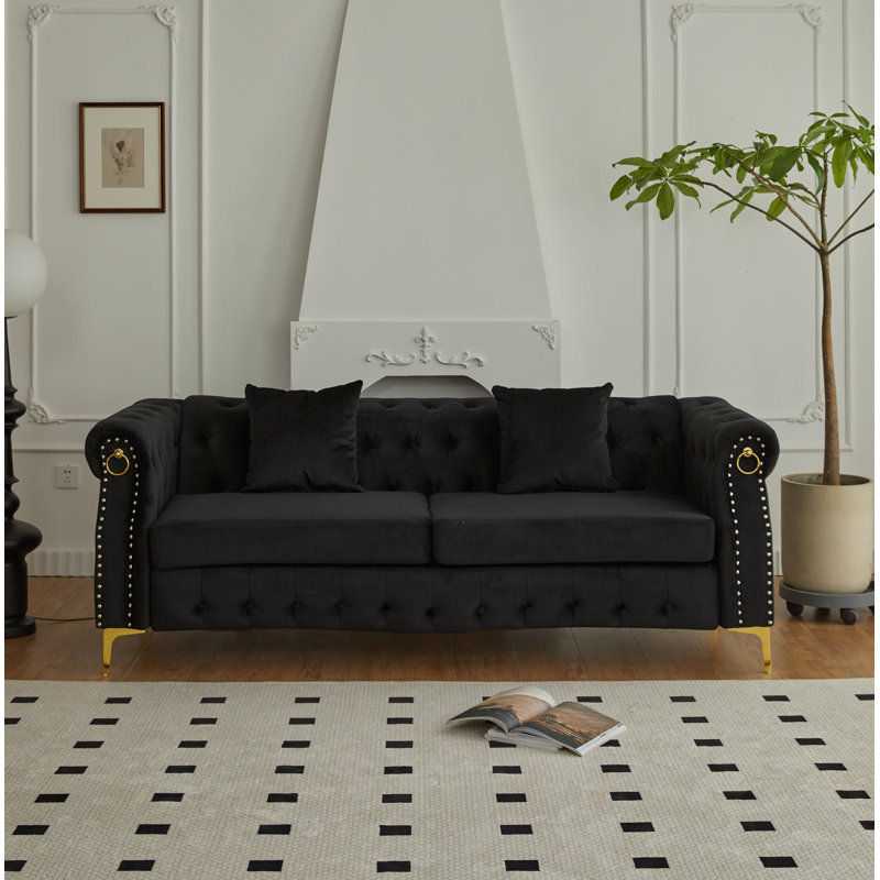 Frotten 83.5'' Upholstered Sofa, Black