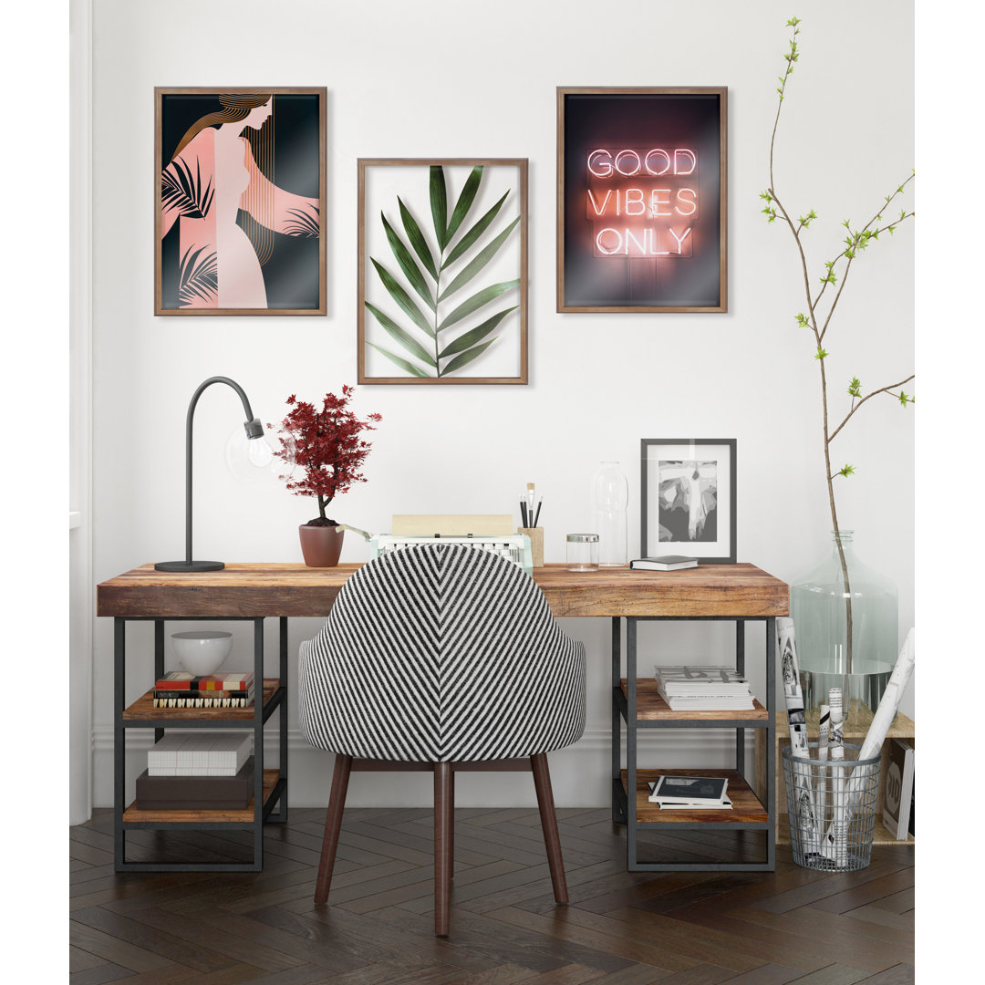 Good Vibes Only Neon Sign by The Creative Bunch Studio Framed Glass Wall Art Lark Manor™