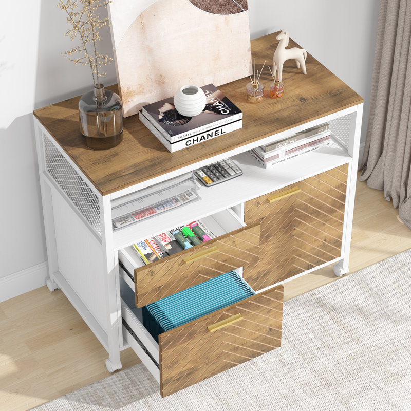 Classeur mobile à 2 tiroirs l 15,75 po Lellie, Walnut