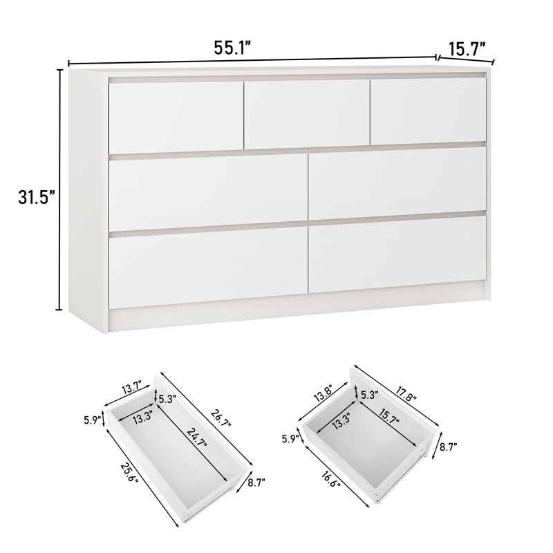 Mosher Youngblood 7 - Drawer Dresser, White