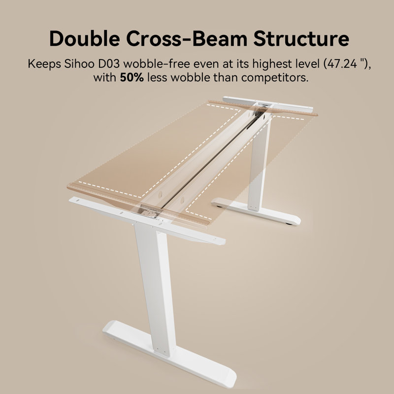 Standing Desktop,  Height Adjustable Desk with Memory Smart Pannel, Beige, White
