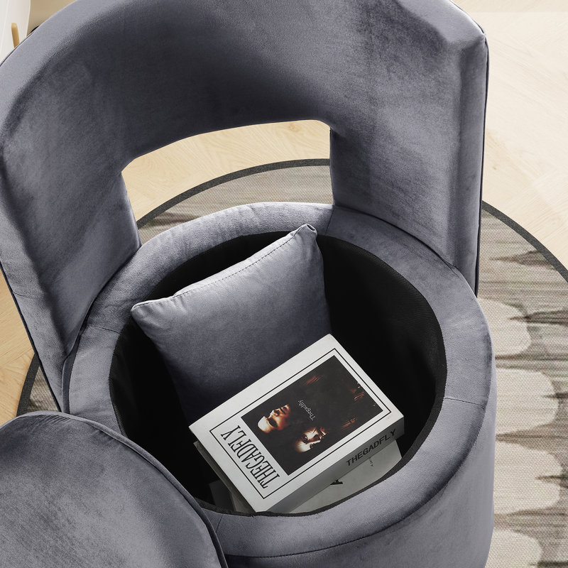Fauteuil demi-tonneau pivotant avec rangement, Gris