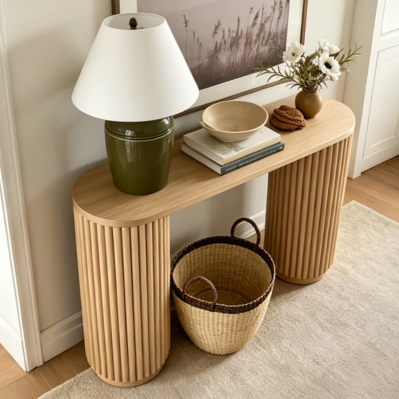 Console nordique simple de style bûche., 31.5" H x 55.1" W x 15.7" D