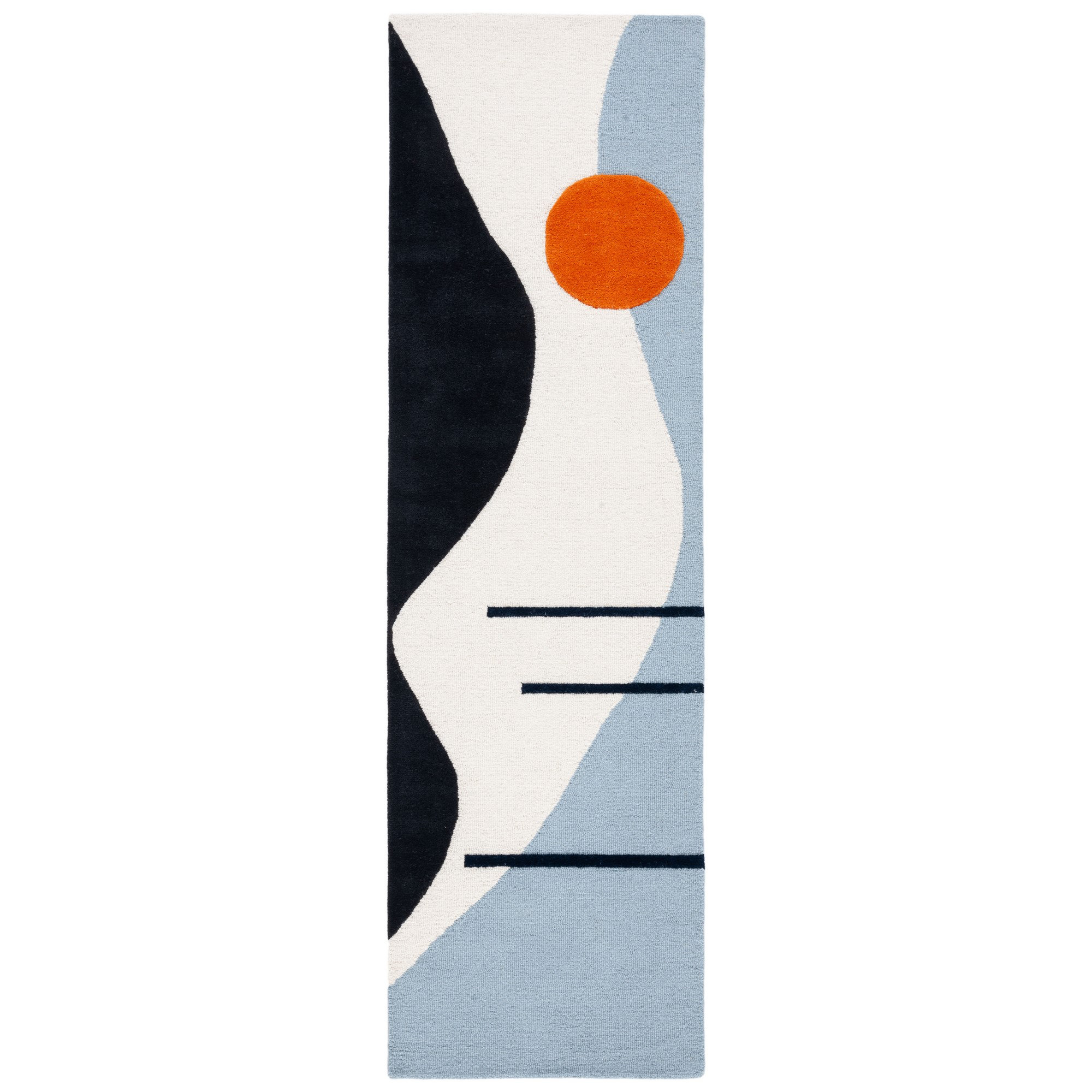 Felipe Wool Ivory / Blue Rug, Runner 2'3" x 14'