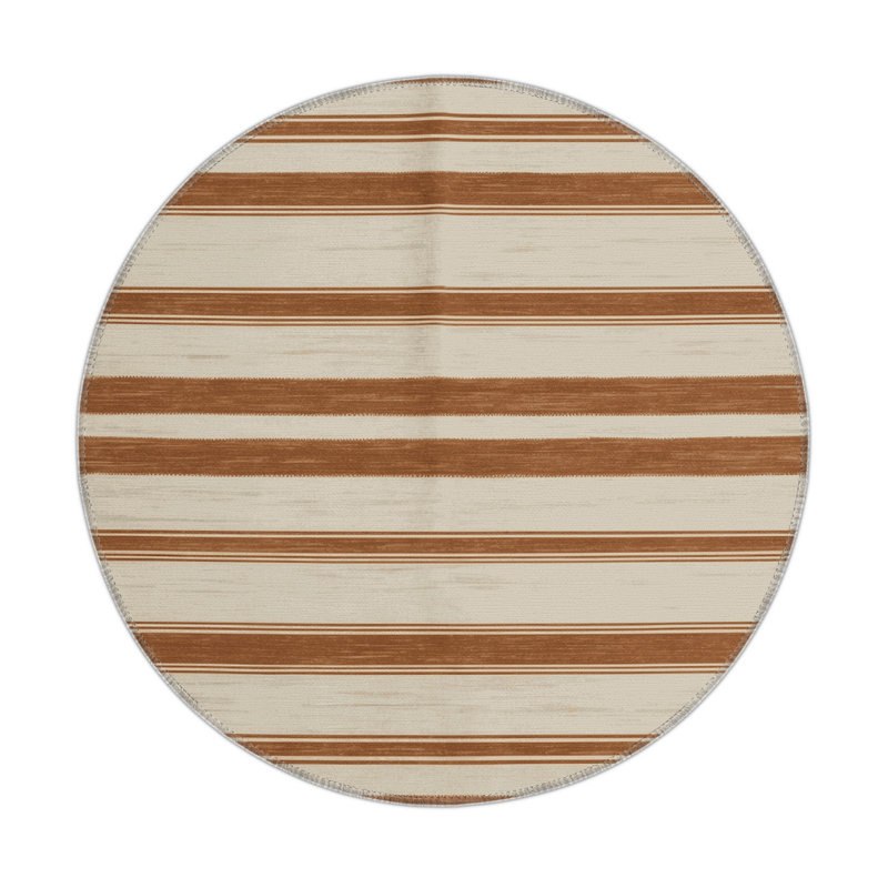 Tapis intérieur / extérieur beige HorizontalStripes, Rond 5 pi