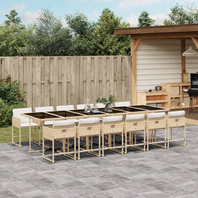  Garden Dining Set Beige, Black