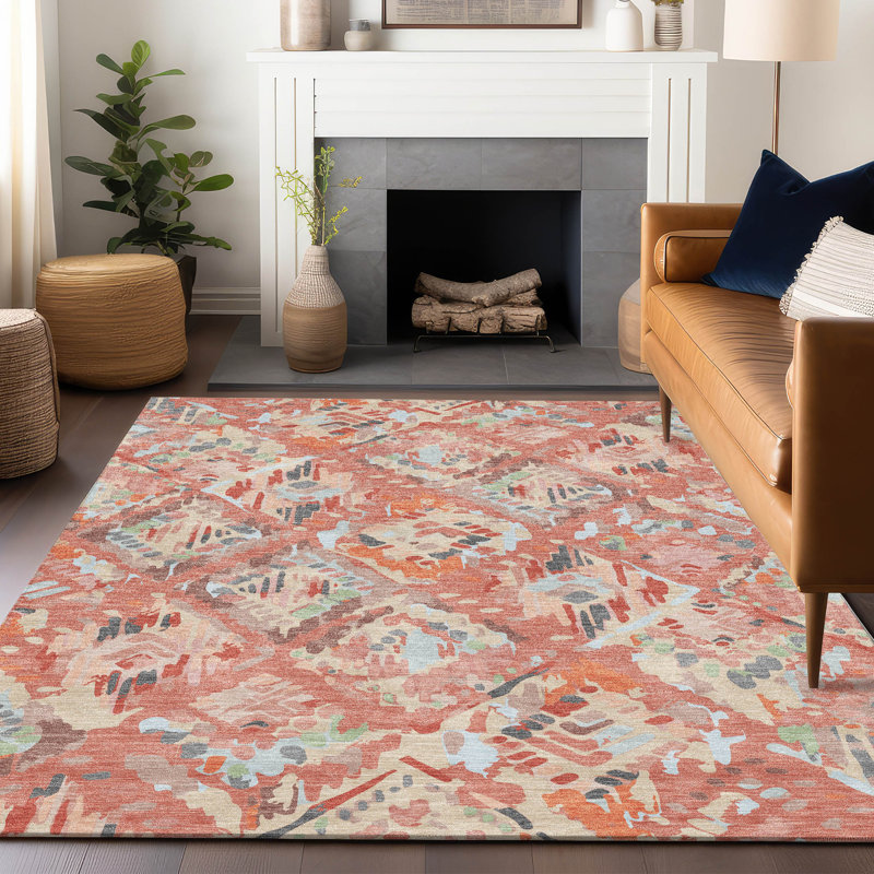 Tapis corail intérieur / extérieur lavable à la machine Christn ACN1328, Rectangle 9 pi x 12 pi