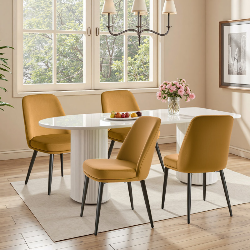 49Cm H Modern Velvet Upholstered Dining Chair for Kitchen/Dining Room, Yellow