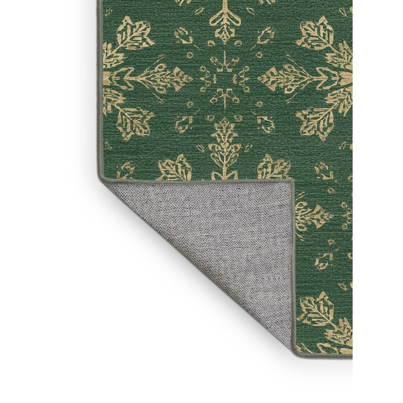 Tapis vert moderne et contemporain lavable à la machine Tribeca Christmas - reliure vert sauge, 4 x 6