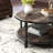 34 Inch Round 2-Tier Coffee Table with Storage Shelf, Light Brown-1053004029