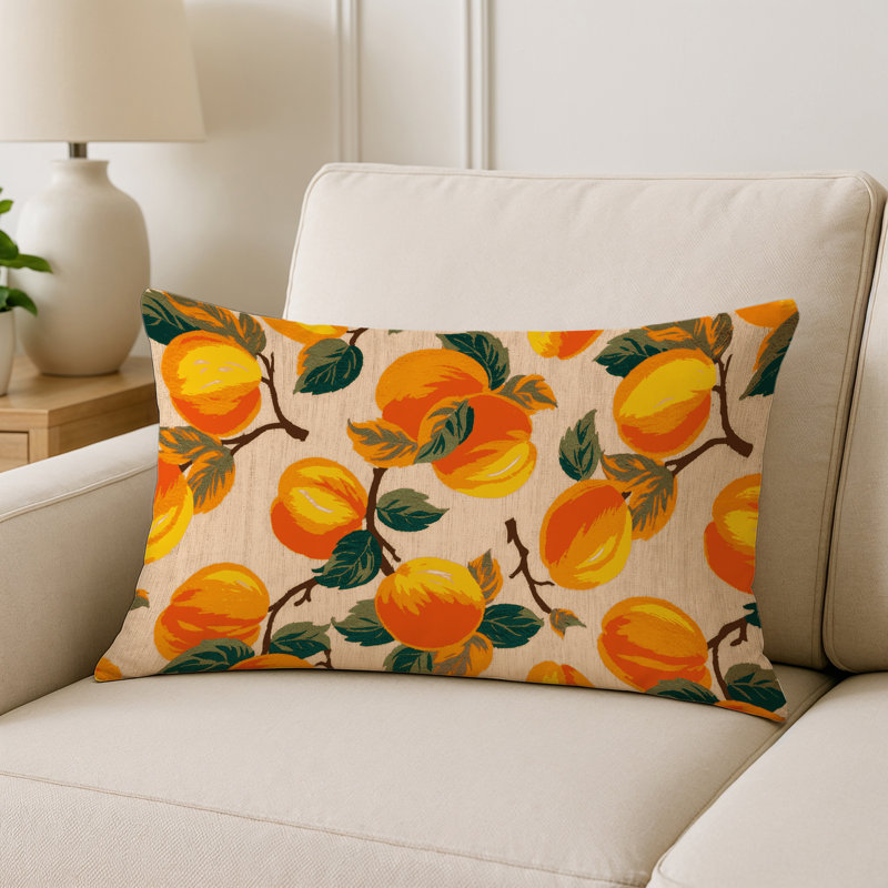 Indoor and Outdoor Throw Pillow, Apricot, Rectangle 20" H x 14" W