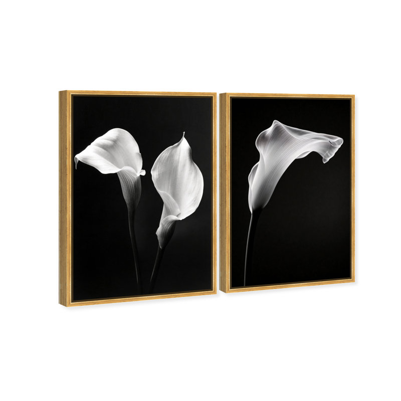 Calla Lily Set Floral & Botanical Canvas Print by Oliver Gal, Black Frame, 10 x 15, Gold Floater Frame, 17"H x 25"W