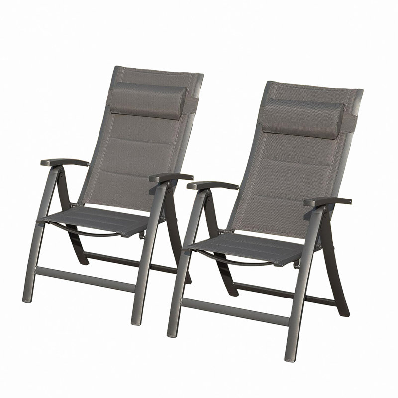 Ensemble de 2 chaises de patio pliantes en tissu textilène rembourré
