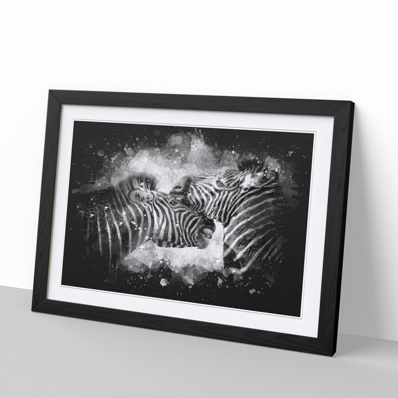 Zebras Vol.1 Paint Splash - Picture Frame Graphic Art, Black, 36cm H x 48cm W x 2cm D