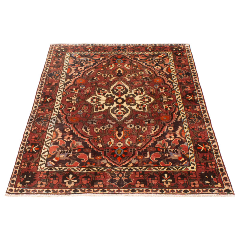Tapis rouge unique en laine de style années 1990 4 pi 11 po x 7 pi 1 po Hilel