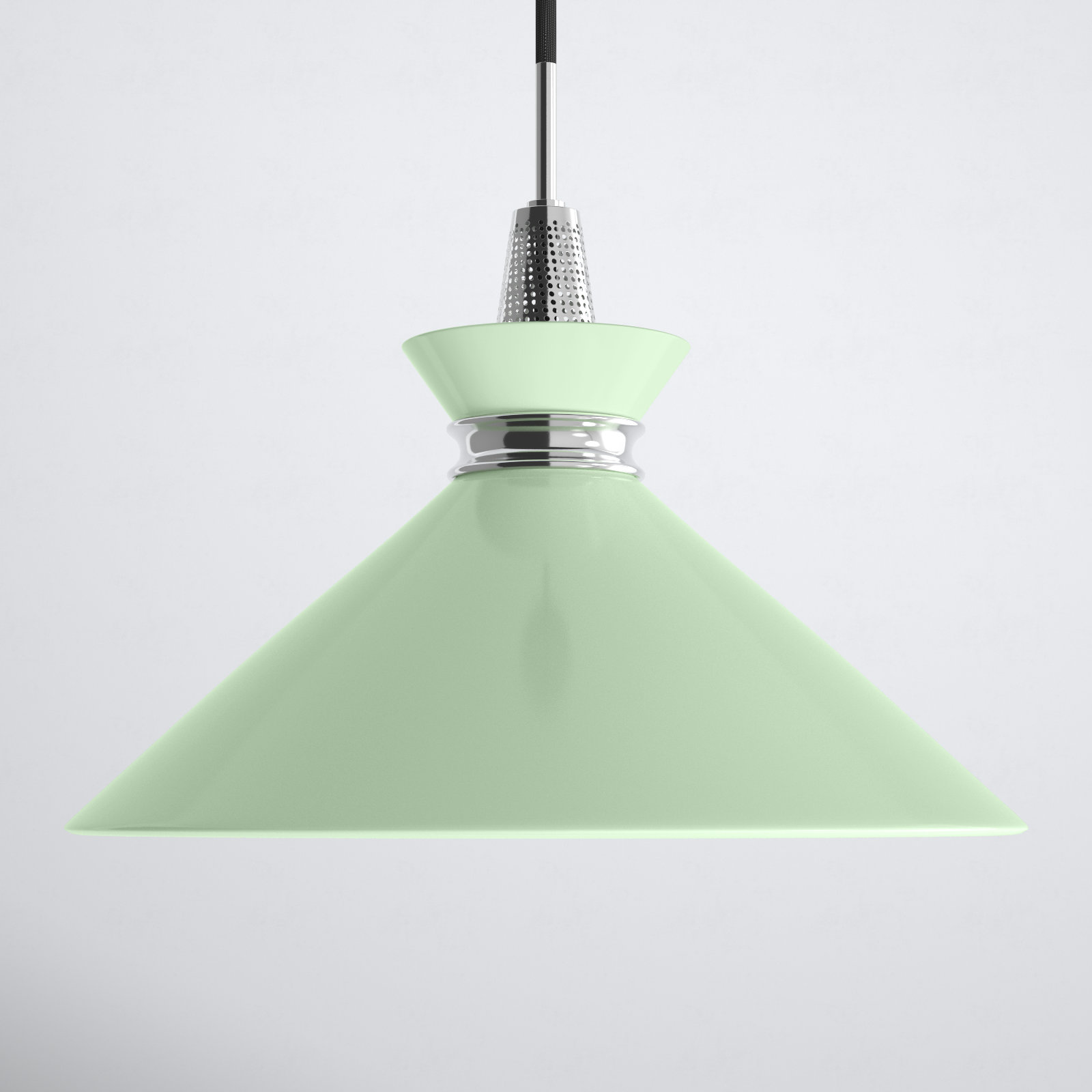 Corby Single Light Metal Pendant, Mint, Polished Nickel, 15.25" H x 18" W x 18" D
