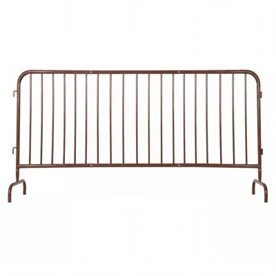 90" Interlocking Steel Barricade, Heavy Duty Galvanized Crowd Control Barriers with Removable Bridge Base for Events, Traffic & Outdoor Use, Brown