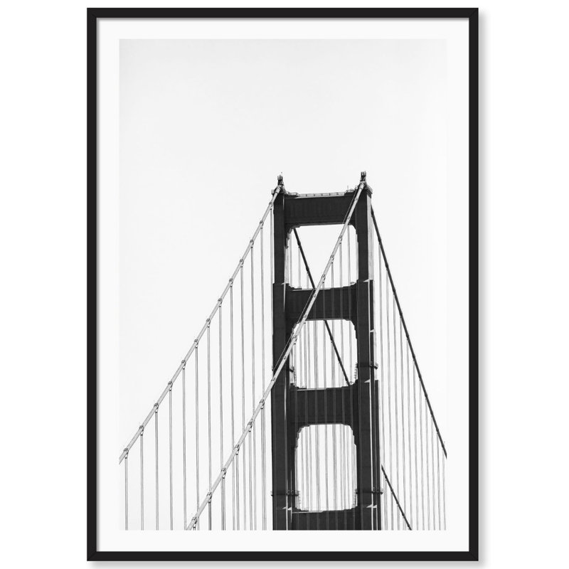 Golden Gate Bridge Print by Carly Tabak, 18" W x 25" H, Black Wood