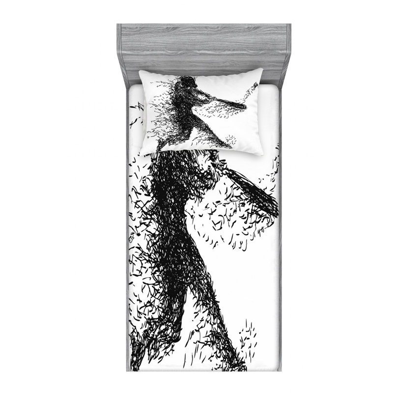 Microfiber Abstract Sheet Set, Twin Sheet Set with Fitted Sheet