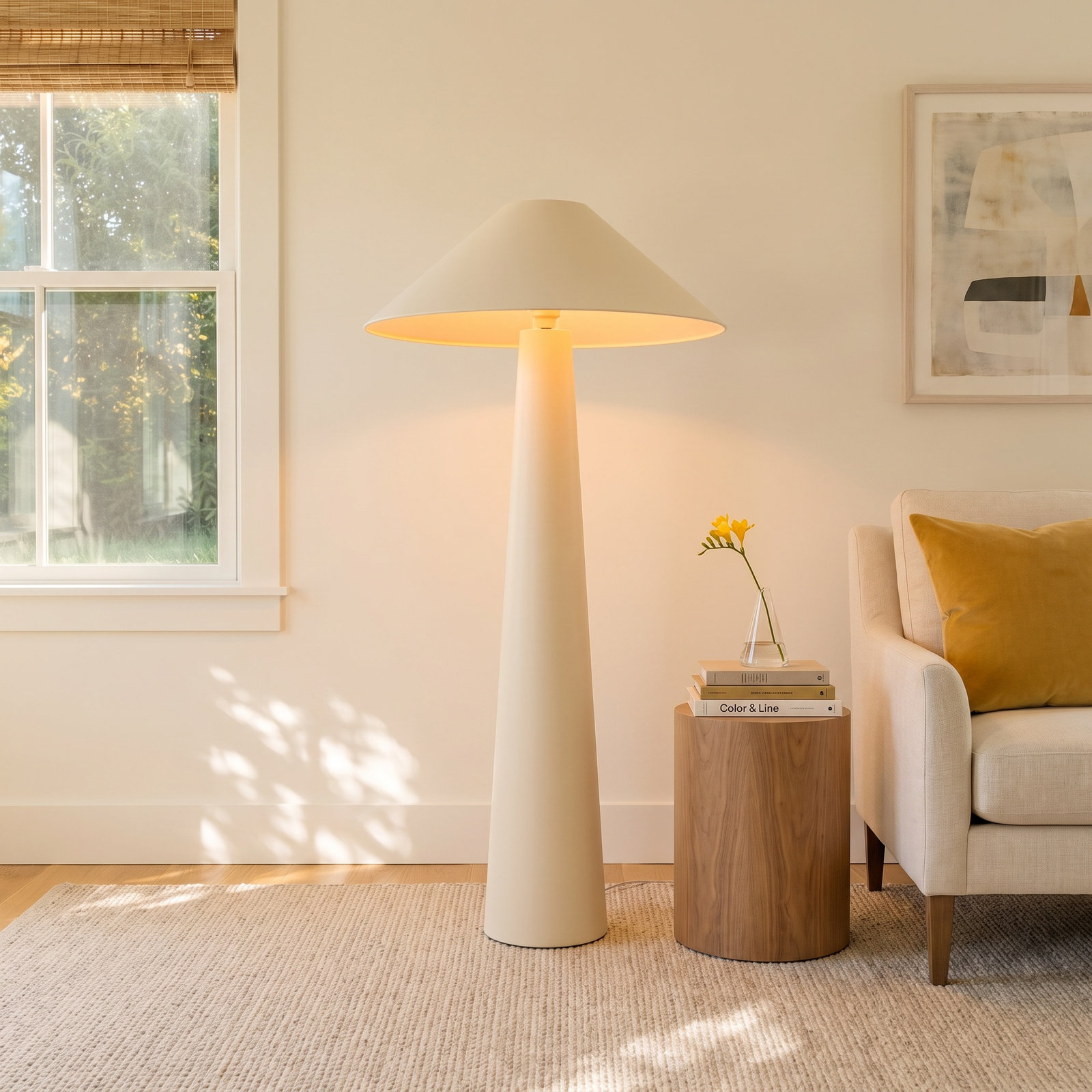 Petrus 49" Floor Lamp, Cream, Cream