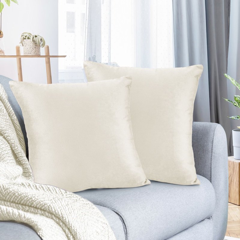 Nestl Velvet Decorative Throw Pillow Cover 2-Pack, Off-White, 16"H x 16"W