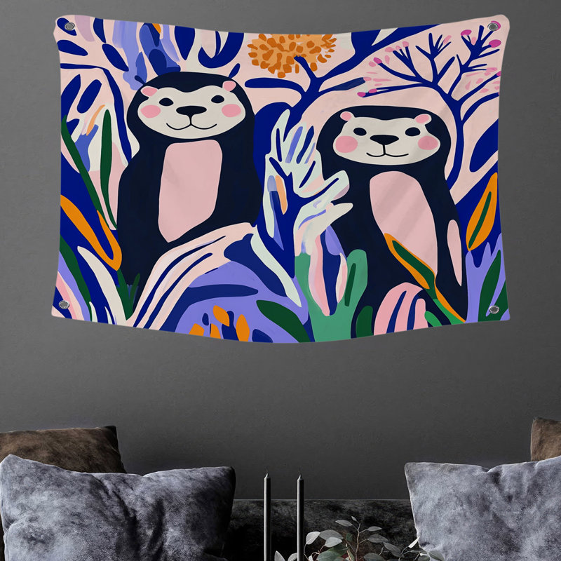 Tapisserie ludique «Playful Otters», H 50 po x l 60 po