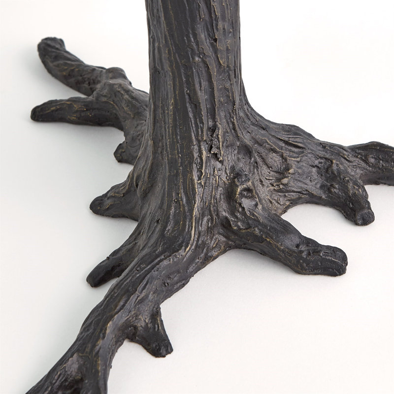 White Faux Bois Side Table, Black