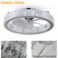 17.71 "Modern Crystal Ceiling Fans With Lights And Remote, Chrome