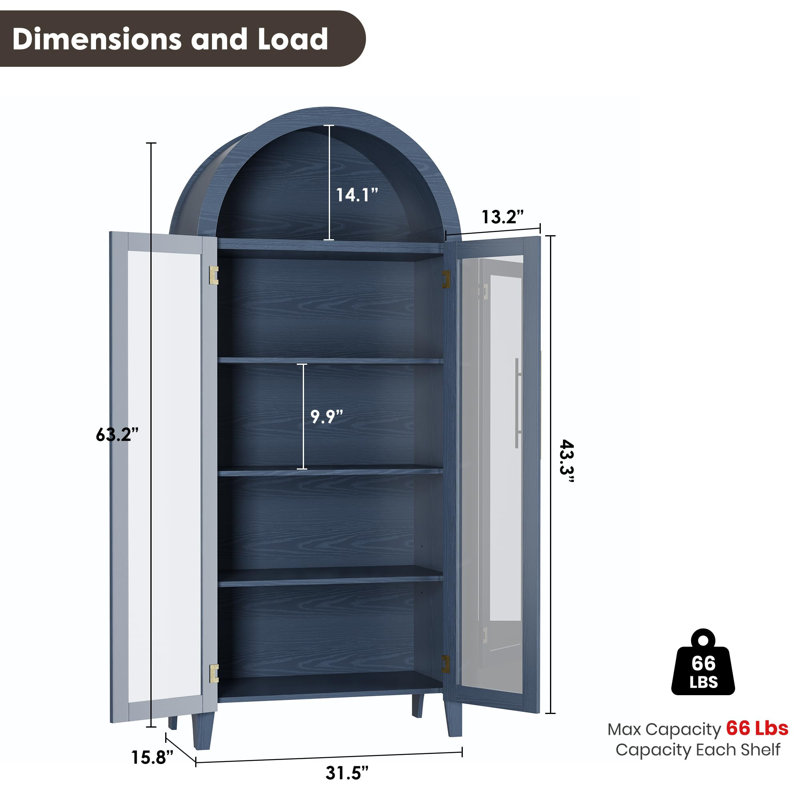 160.5cm H x 80cm W Standard Bookcase, Blue