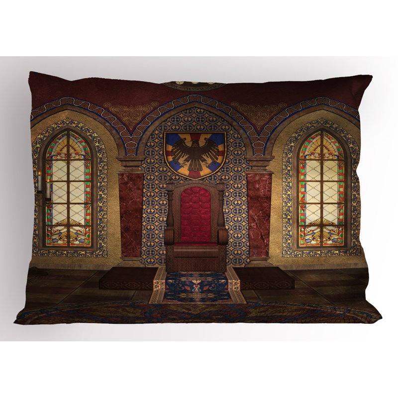 Ambesonne Gothic Pillow Sham 2 Pack Medieval Palace Brown Ruby