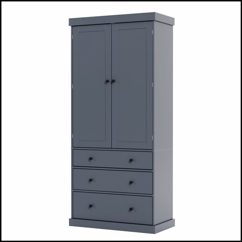 Grand garde-manger autoportant Farmhouse Kitchen avec 3 tablettes réglables pour un rangement maximal, Gris