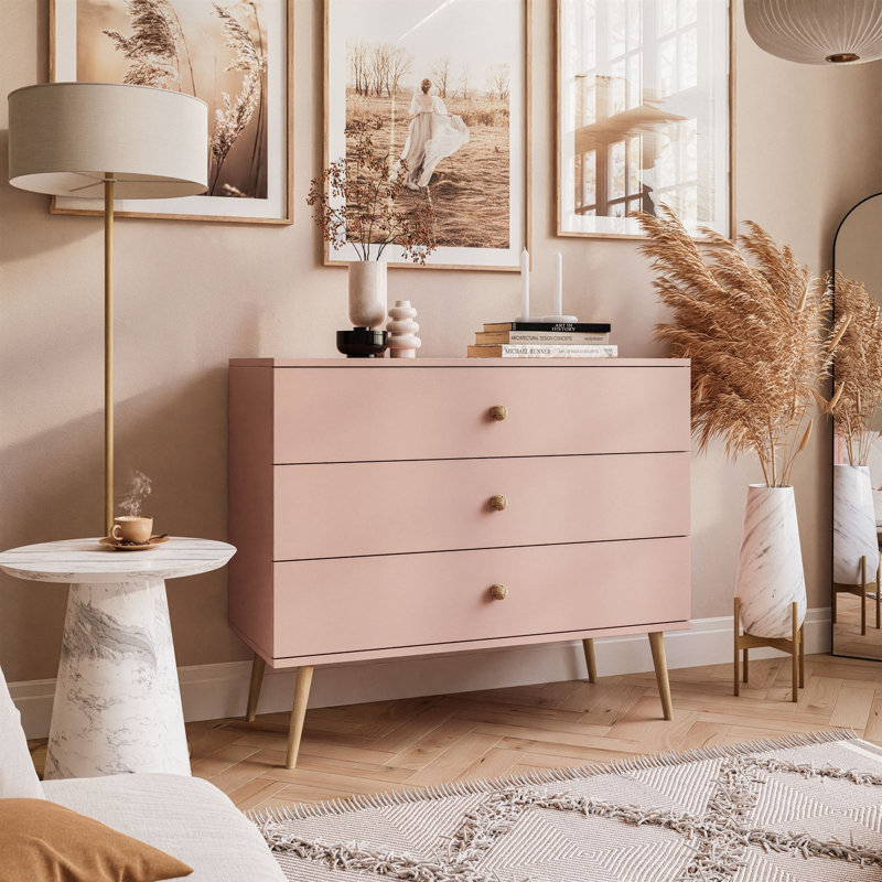 Bente 3 - Drawer Rectangle Accent Chest, Pink