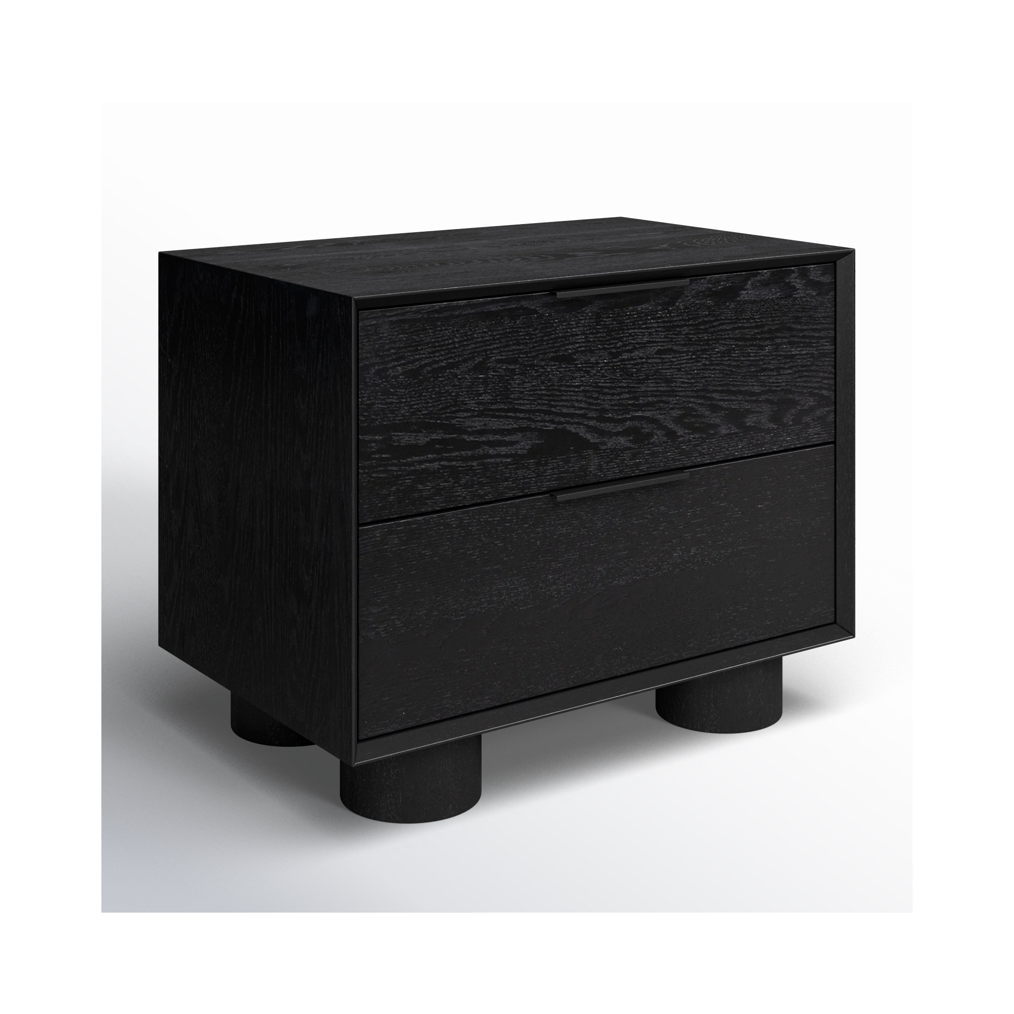 Vanora Wood 2 Drawer Nightstand, Black