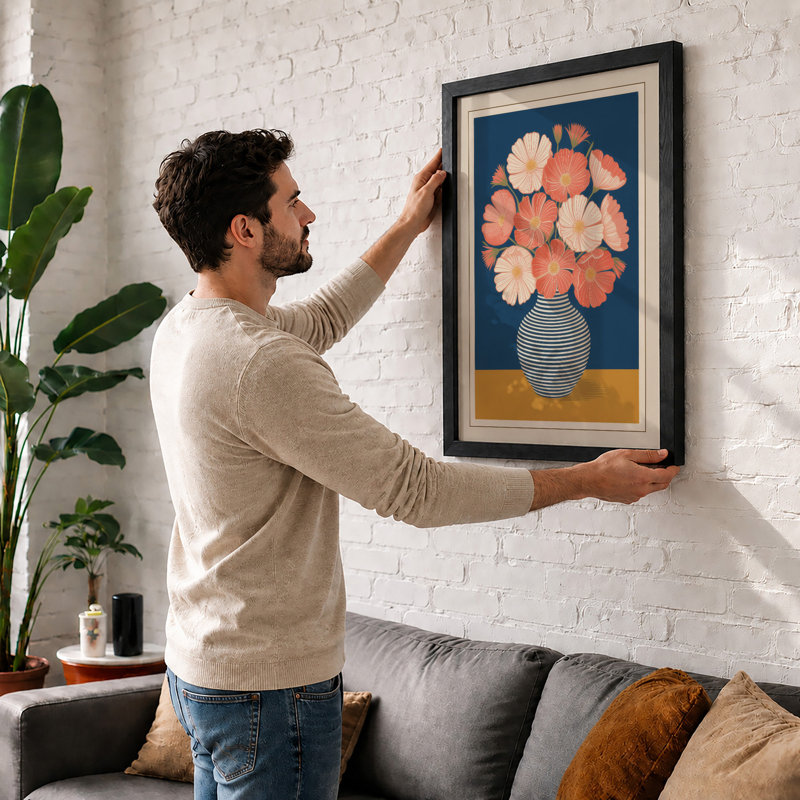 Modernist Floral Arrangement Botanical - Print, Walnut, A3 - 42.0 x 29.7 cm