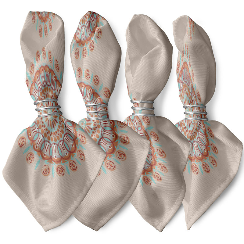 Ensemble de serviettes 4 pièces Arti, L 18 po x L 18 po, Taupe / corail
