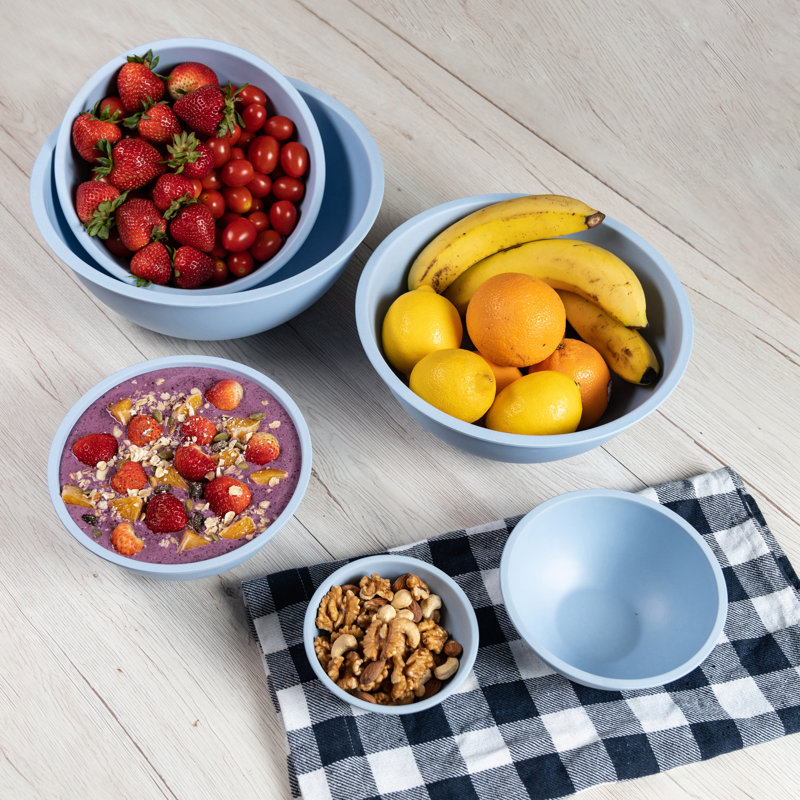 Bamboo Nested Mixing Bowl Set, Blue